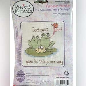 Vintage Precious Moments Furr-ever Friends Frog Cross Stitch Kit NOS Sealed 5x7